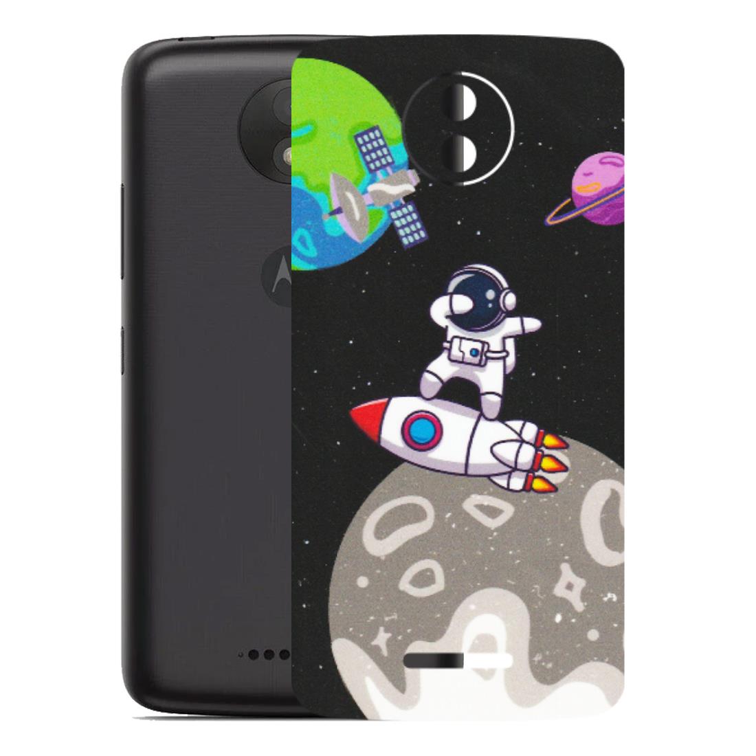 Motorola Phone Skins (All Models) - Astronaut Vibing Toon Running - Matte Finish (M-39) Motorola Moto C Plus
