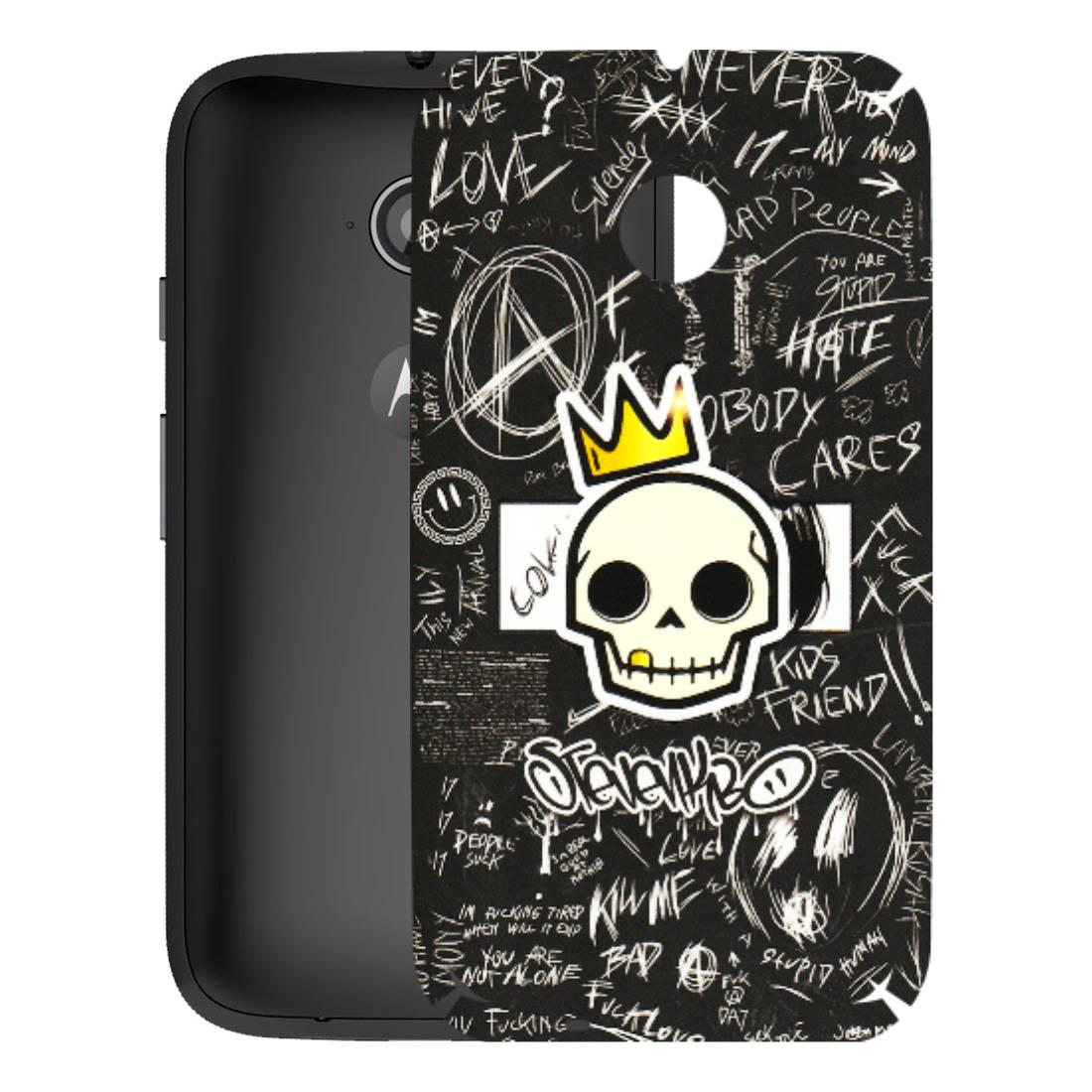Motorola Phone Skins (All Models) - Funny Skull Black Chalk Grafitti - 3D Embossed Finish (L-22) Motorola Moto E2