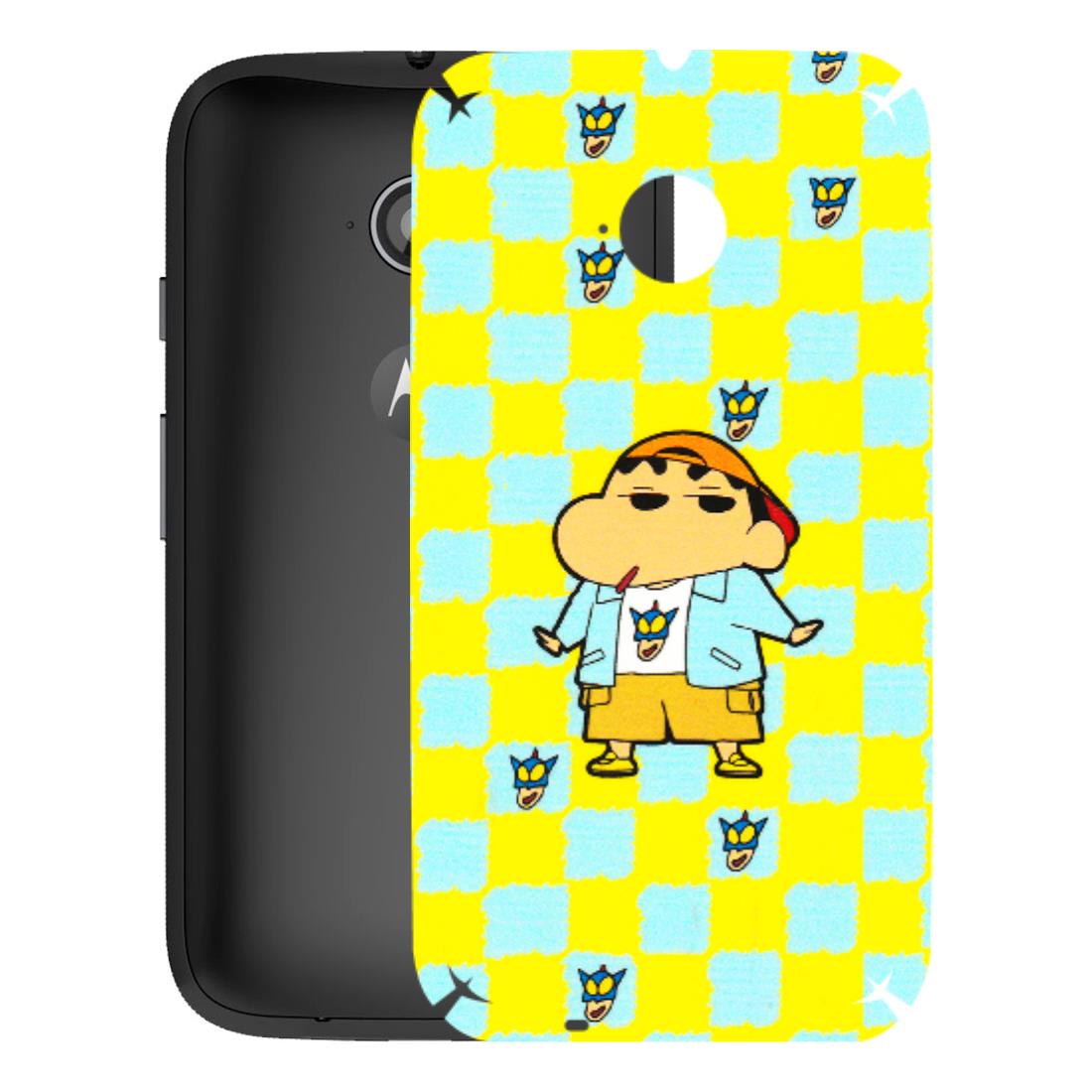 Motorola Phone Skins (All Models) - Yellow Blue Shinchan Cute - 3D Embossed Finish (L-221) Motorola Moto E2