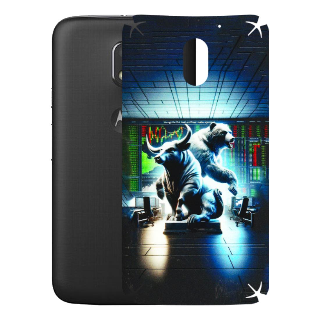 Motorola Phone Skins (All Models) - Stock Market Sensex Bear vs Bulls - 3D Embossed Finish (L-15) Motorola Moto E3 Power