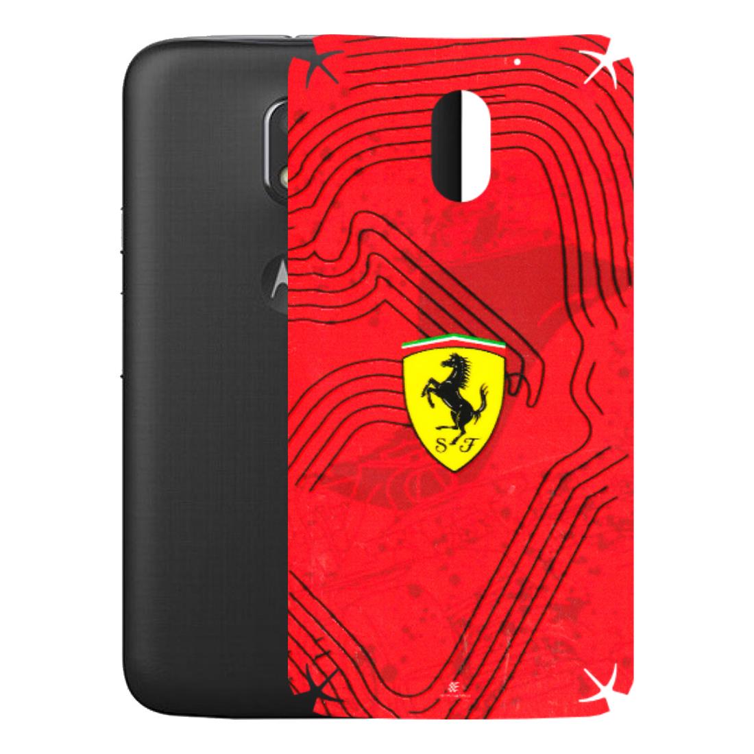 Motorola Phone Skins (All Models) - Red Ferrari Logo Stylish - 3D Embossed Finish (L-238) Motorola Moto E3 Power