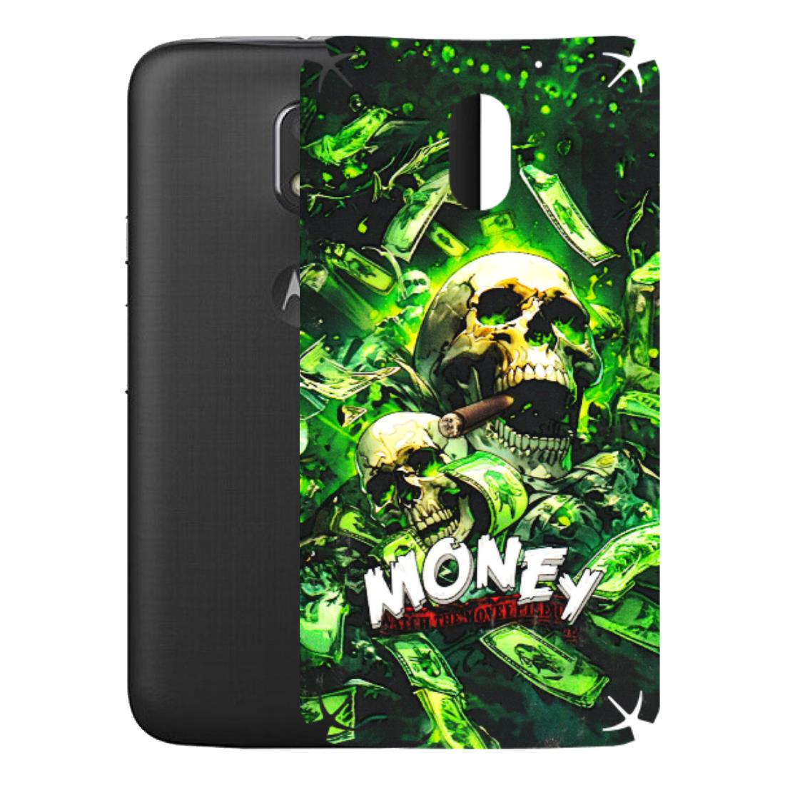 Motorola Phone Skins (All Models) - Skull Money - 3D Embossed Finish (L-303) Motorola Moto E3 Power