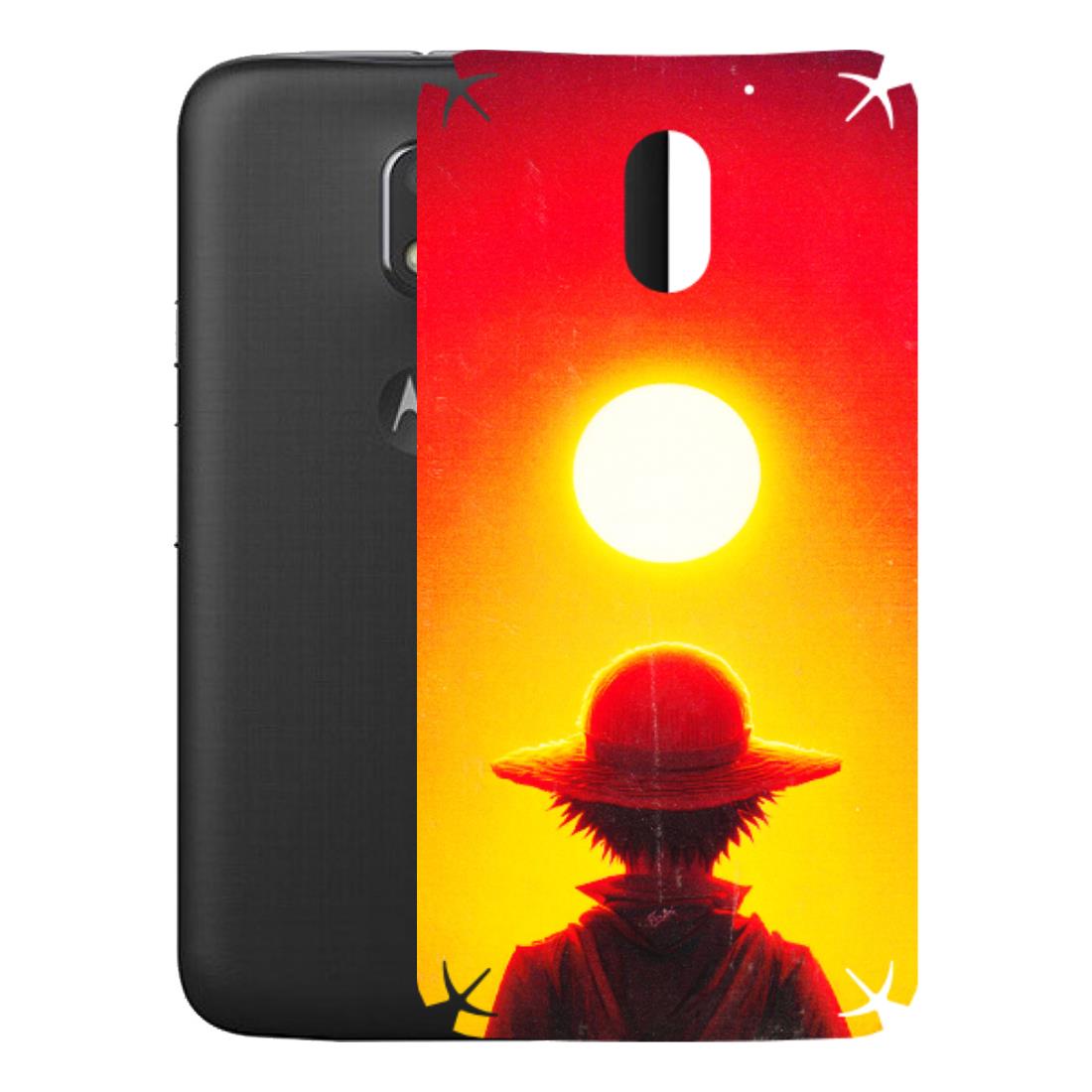Motorola Phone Skins (All Models) - Cool Sunset With Monkey D.Luffy Anime - 3D Embossed Finish (L-329) Motorola Moto E3 Power