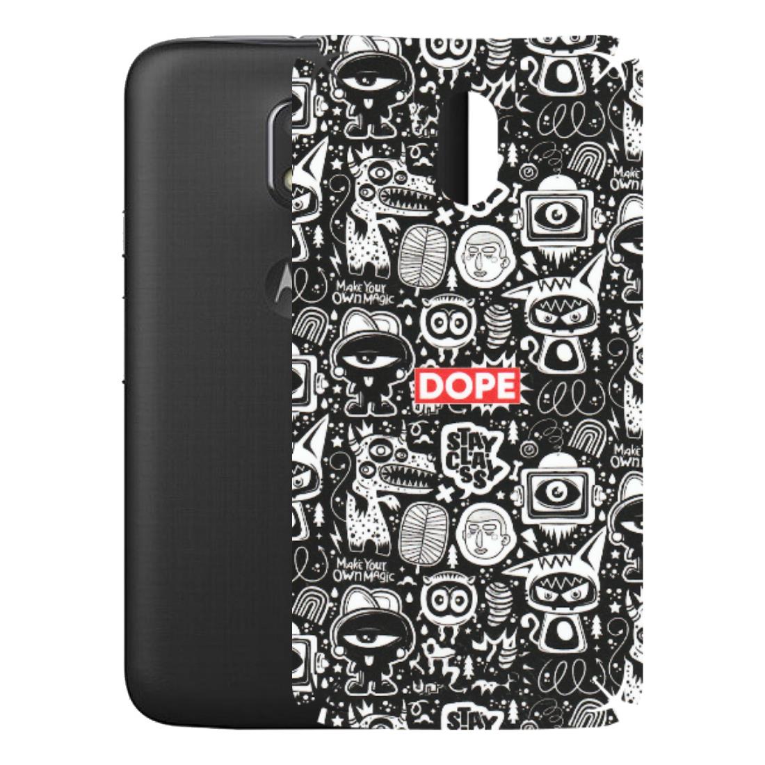 Motorola Phone Skins (All Models) - Dope Stay Classy Black Doodles - Matte Finish (M-126) Motorola Moto E3 Power