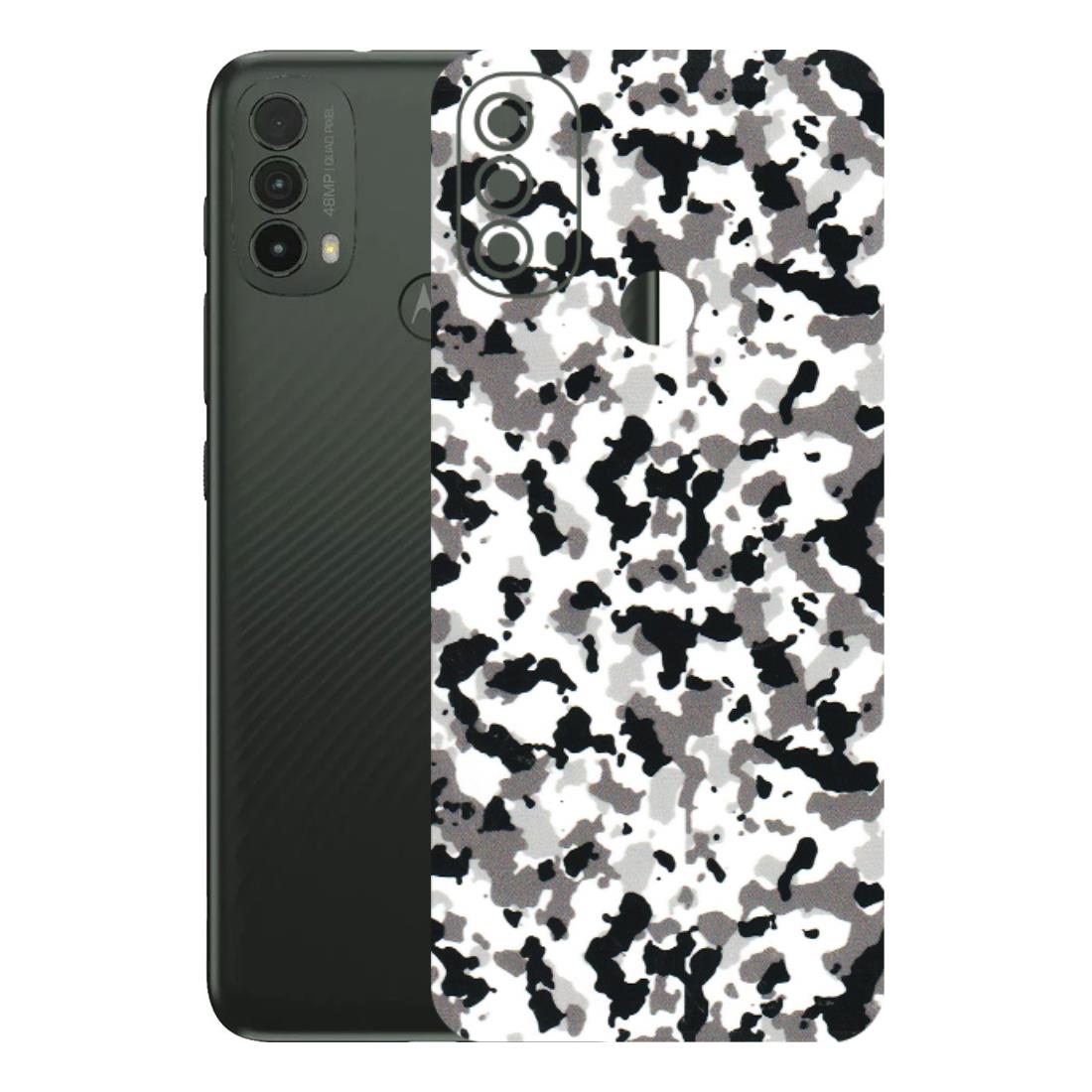 Motorola Phone Skins (All Models) - White Black Camouflage - 3D Embossed Finish (L-18) Motorola Moto E40