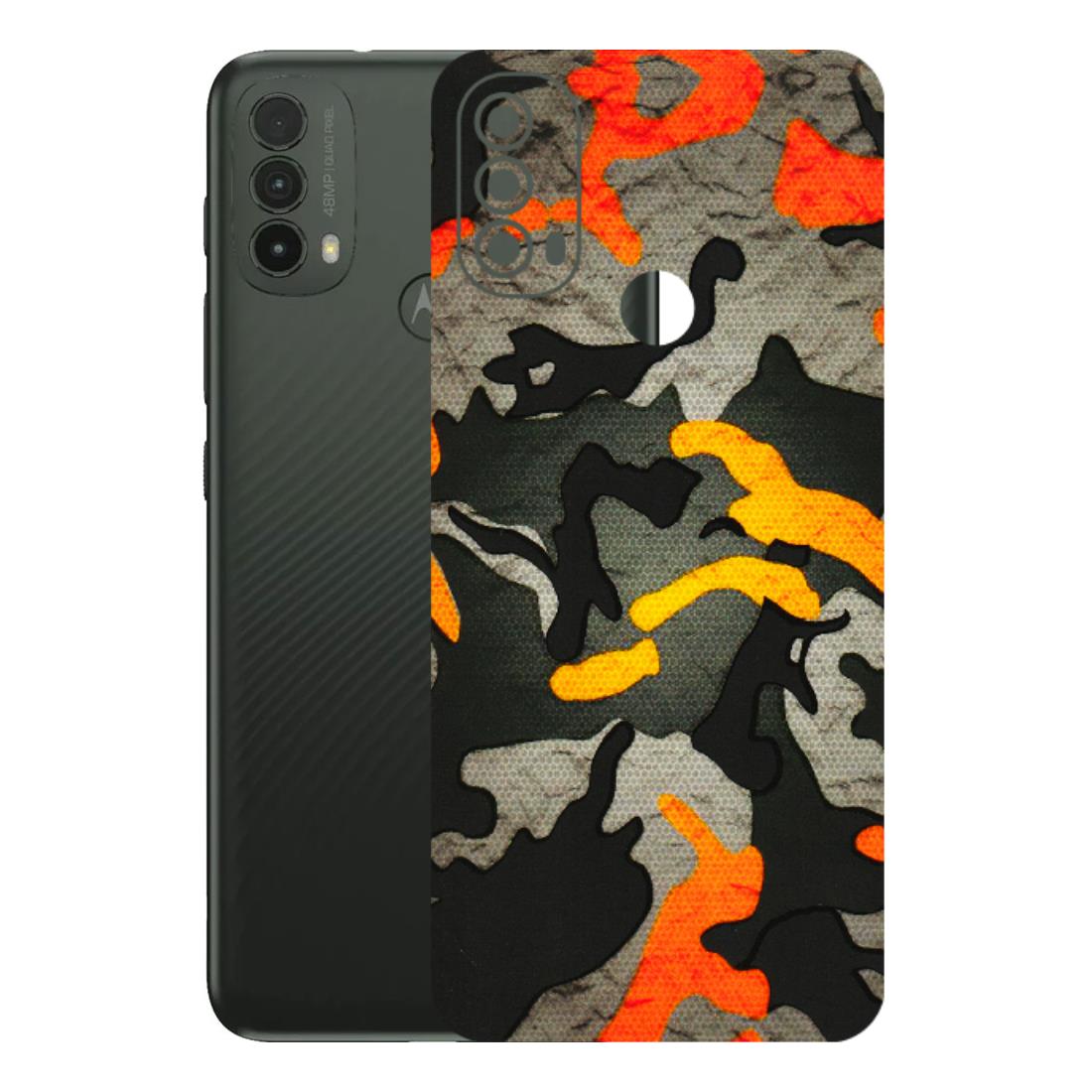 Motorola Phone Skins (All Models) - Orange Camouflage - 3D Embossed Finish (L-204) Motorola Moto E40