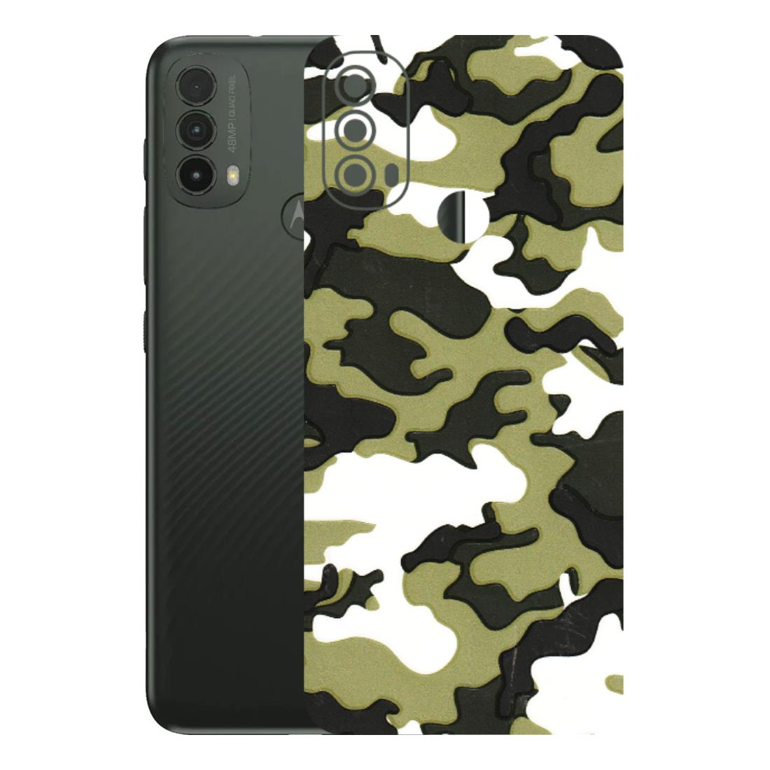 Motorola Phone Skins (All Models) - Camouflages White And Green - 3D Embossed Finish (L-243) Motorola Moto E40