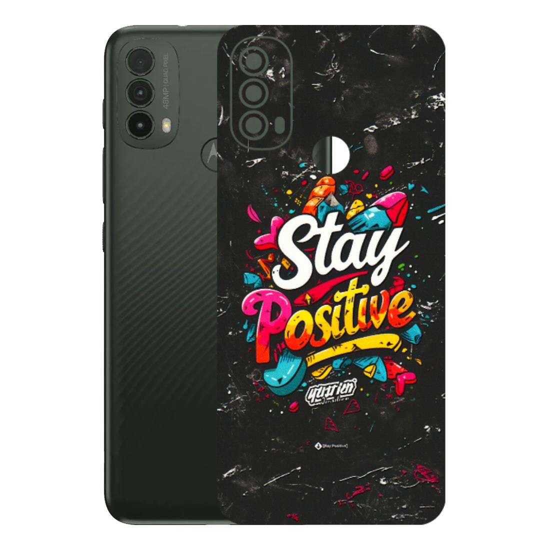 Motorola Phone Skins (All Models) - Stay Positive Black - 3D Embossed Finish (L-31) Motorola Moto E40