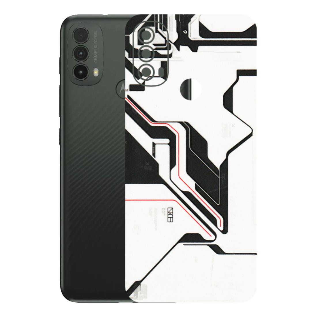 Motorola Phone Skins (All Models) - White Techy Logo - 3D Embossed Finish (L-312) Motorola Moto E40