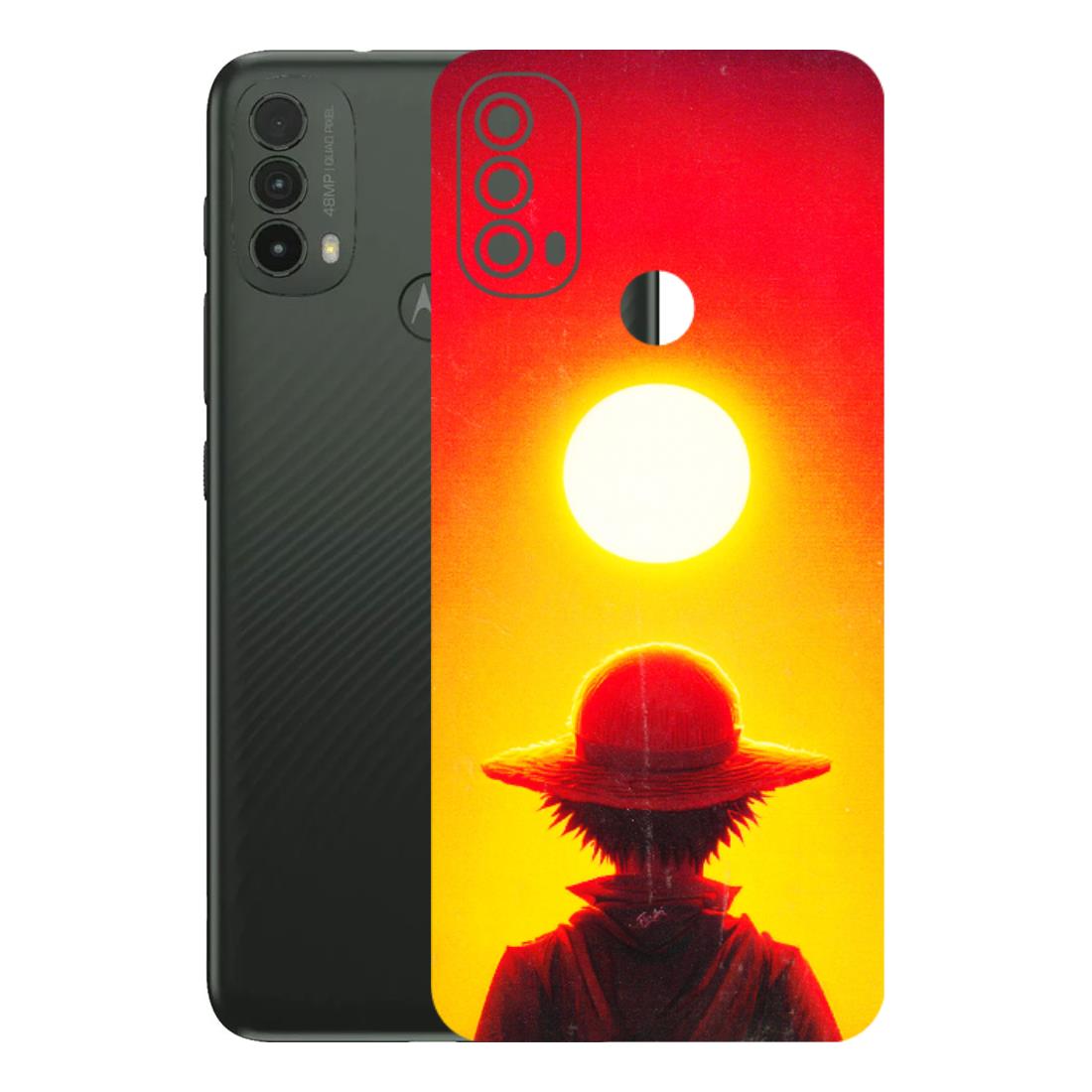 Motorola Phone Skins (All Models) - Cool Sunset With Monkey D.Luffy Anime - 3D Embossed Finish (L-329) Motorola Moto E40