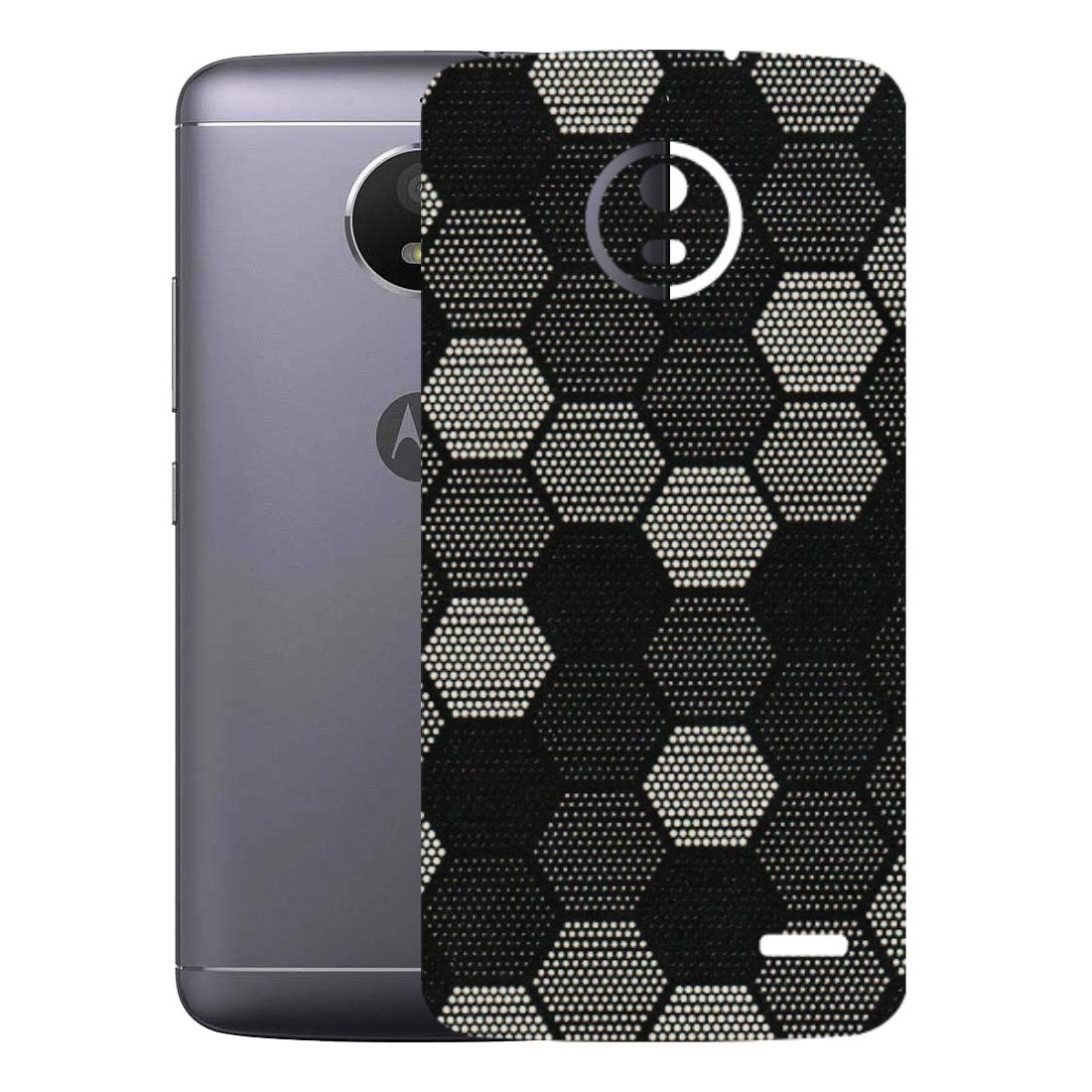Motorola Phone Skins (All Models) - Black & White Dotted Honeycomb Texture - 3D Embossed Finish (L-202) Motorola Moto E4