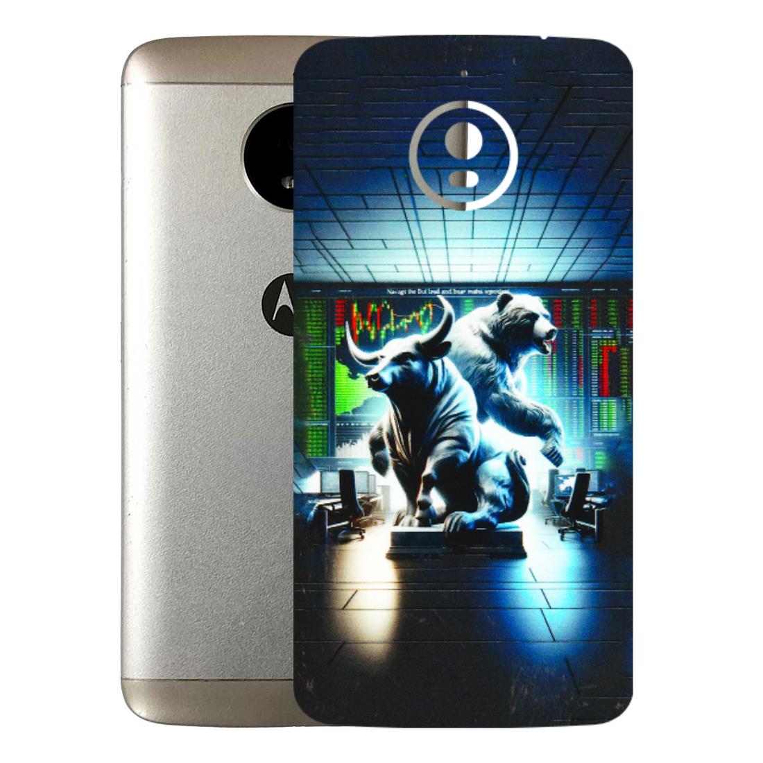 Motorola Phone Skins (All Models) - Stock Market Sensex Bear vs Bulls - 3D Embossed Finish (L-15) Motorola Moto E4 Plus