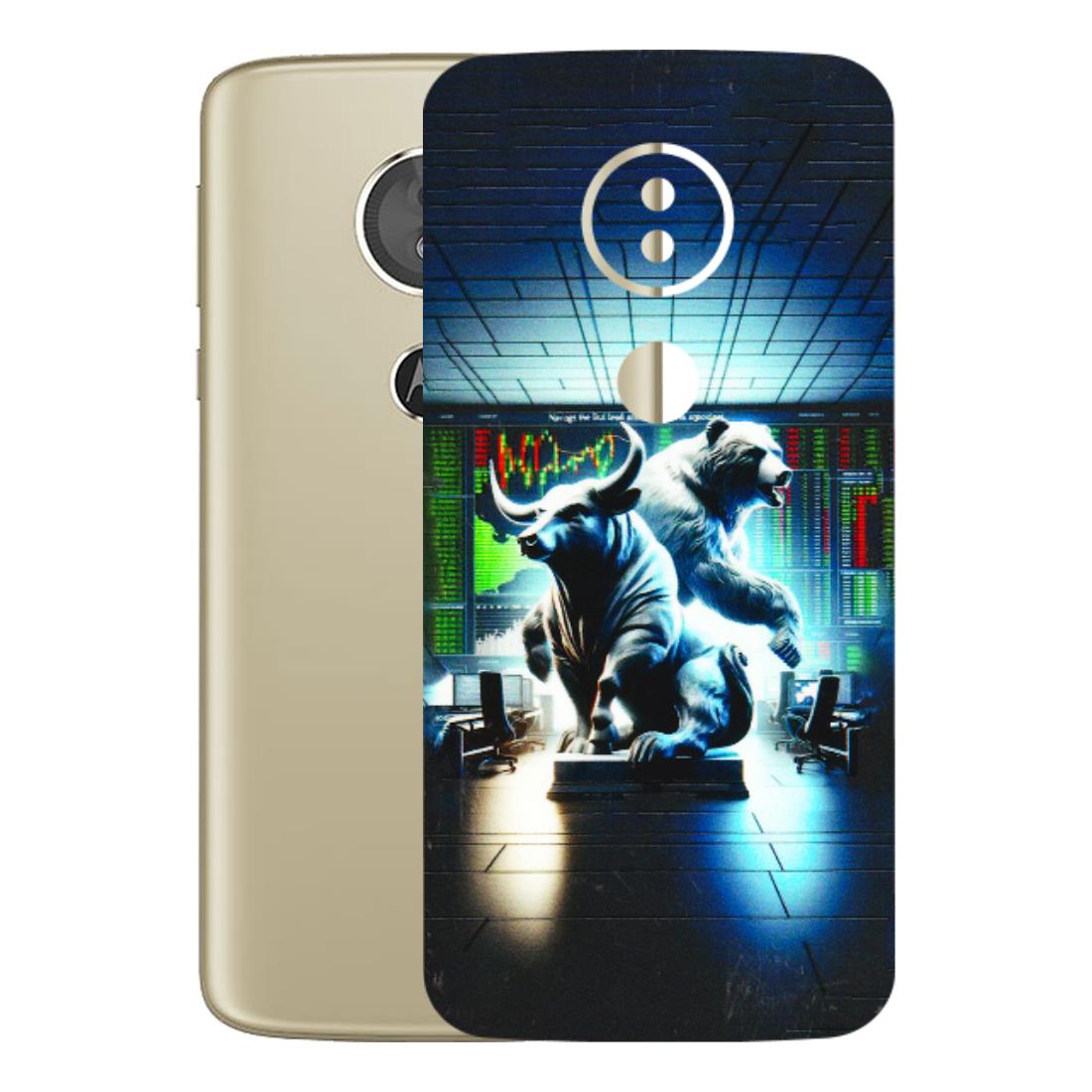 Motorola Phone Skins (All Models) - Stock Market Sensex Bear vs Bulls - 3D Embossed Finish (L-15) Motorola Moto E5