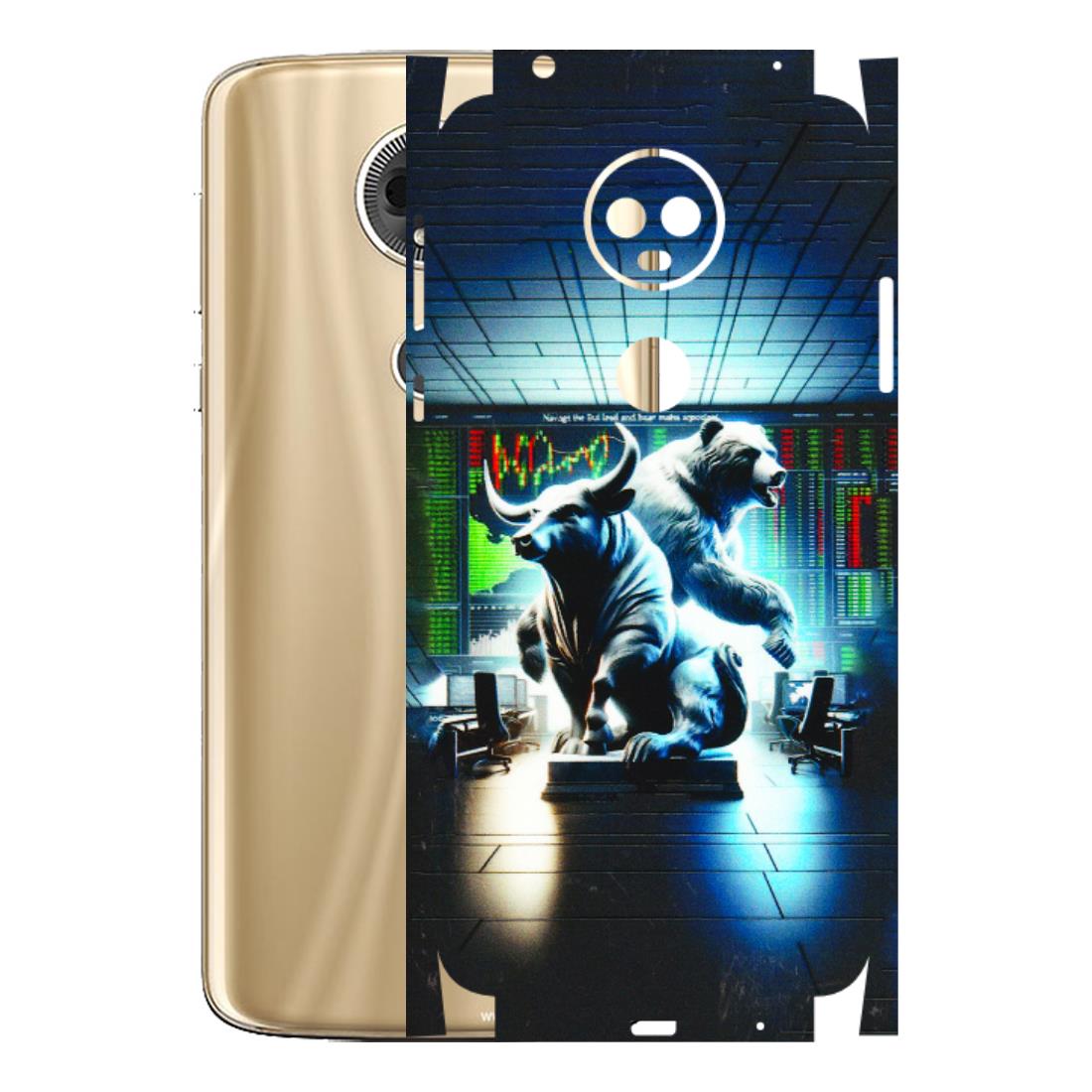 Motorola Phone Skins (All Models) - Stock Market Sensex Bear vs Bulls - 3D Embossed Finish (L-15) Motorola Moto E5 Plus