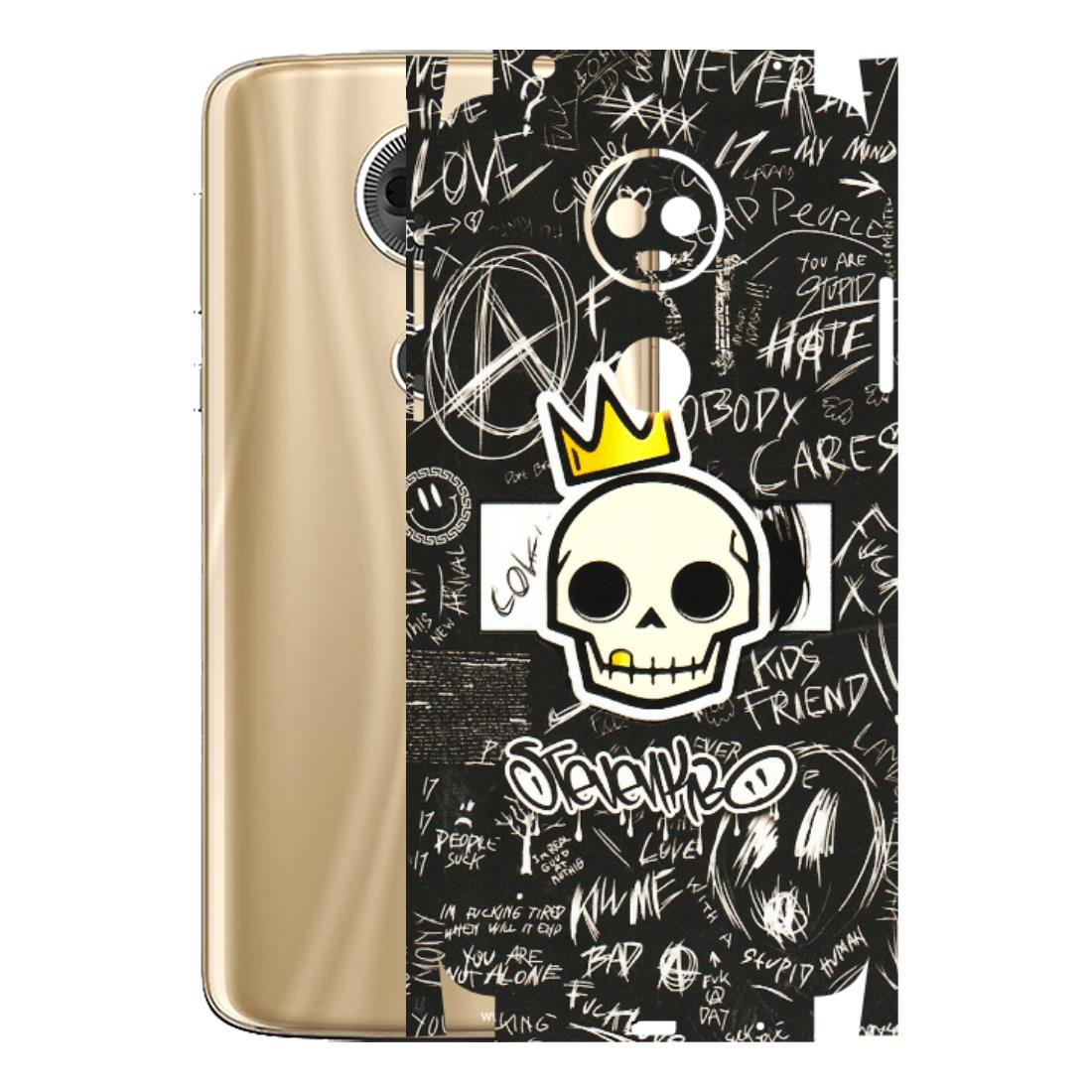 Motorola Phone Skins (All Models) - Funny Skull Black Chalk Grafitti - 3D Embossed Finish (L-22) Motorola Moto E5 Plus