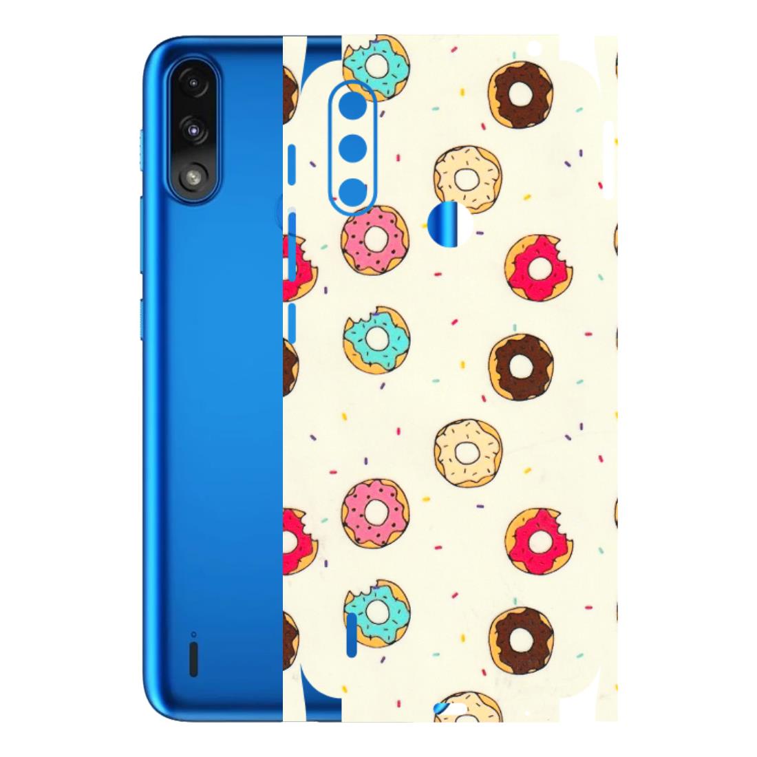 Motorola Phone Skins (All Models) - Mini Donuts Doodle Art - 3D Embossed Finish (L-122) Motorola Moto E7 Power
