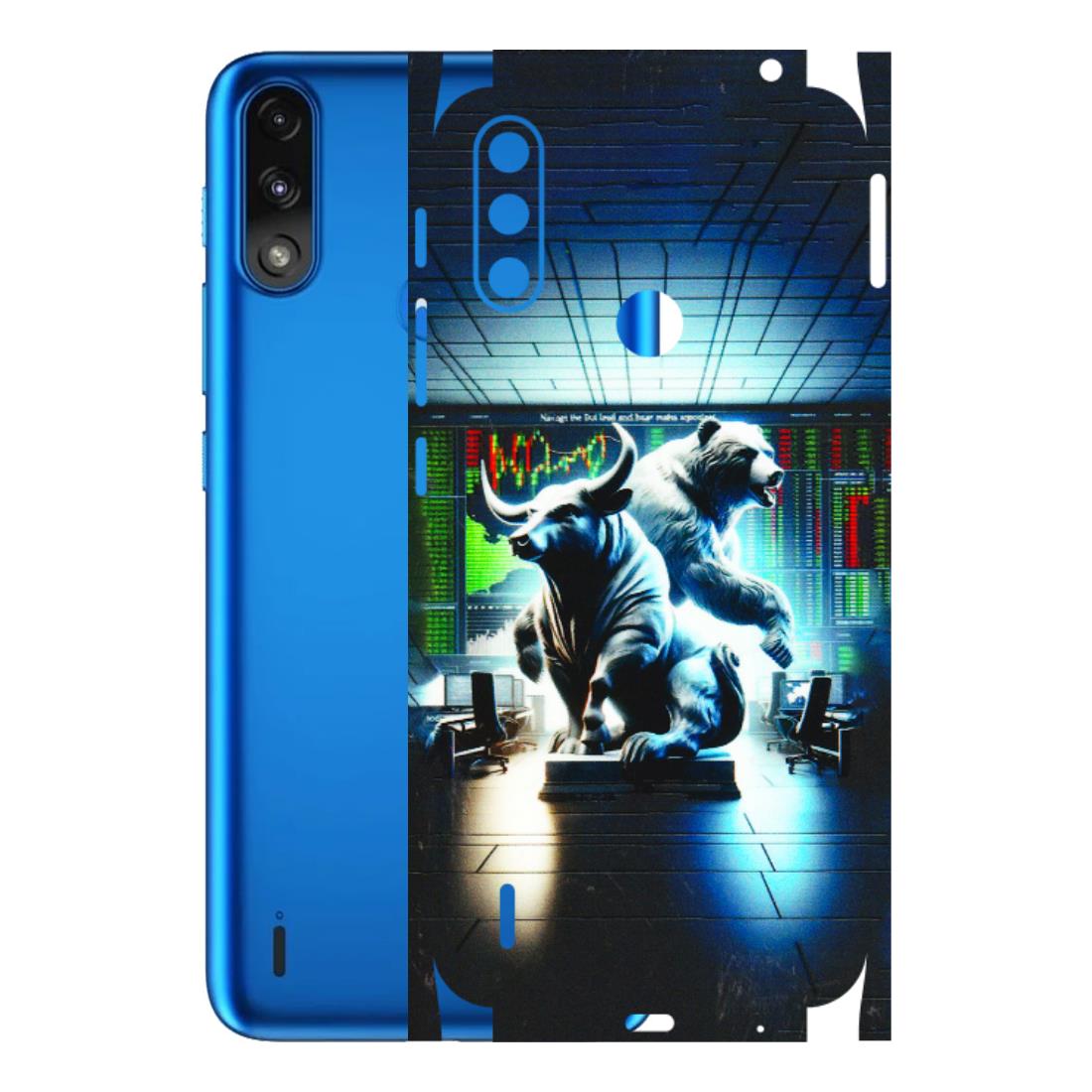 Motorola Phone Skins (All Models) - Stock Market Sensex Bear vs Bulls - 3D Embossed Finish (L-15) Motorola Moto E7 Power