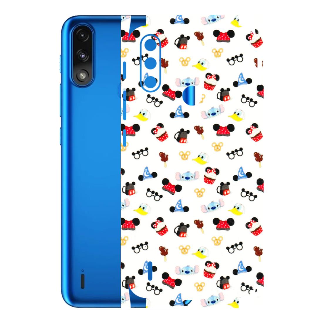 Motorola Phone Skins (All Models) - Minnie Mouse & Donald Doodles s - 3D Embossed Finish (L-194) Motorola Moto E7 Power