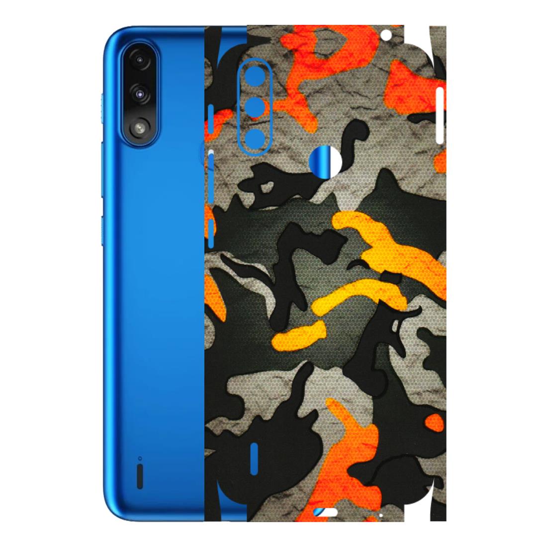 Motorola Phone Skins (All Models) - Orange Camouflage - 3D Embossed Finish (L-204) Motorola Moto E7 Power