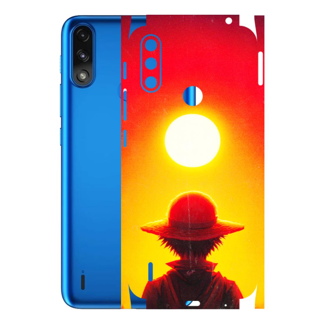 Motorola Phone Skins (All Models) - Cool Sunset With Monkey D.Luffy Anime - 3D Embossed Finish (L-329) Motorola Moto E7 Power
