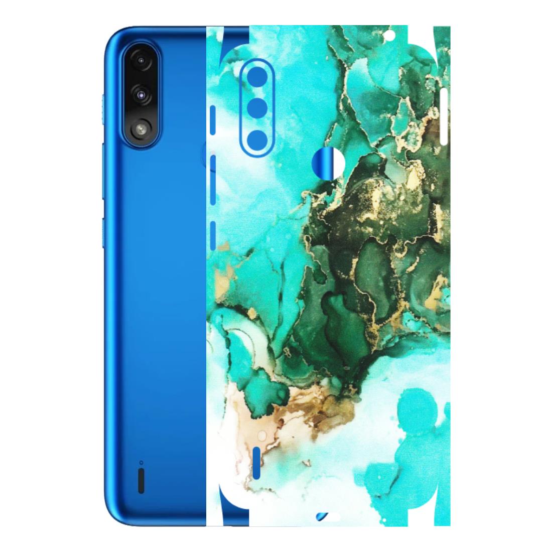Motorola Phone Skins (All Models) - The Blue Gold Marble - Matte Finish (M-124) Motorola Moto E7 Power