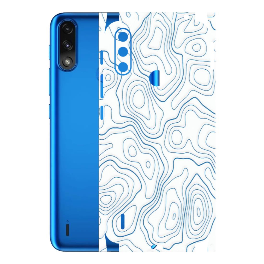 Motorola Phone Skins (All Models) - Blue And White Swirls - Matte Finish (M-139) Motorola Moto E7 Power