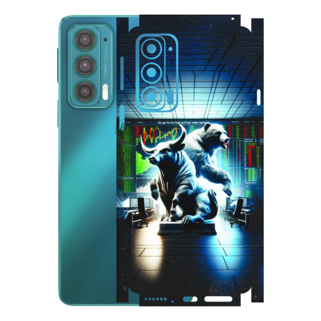 Motorola Phone Skins (All Models) - Stock Market Sensex Bear vs Bulls - 3D Embossed Finish (L-15) Motorola Moto Edge 20 (5G)