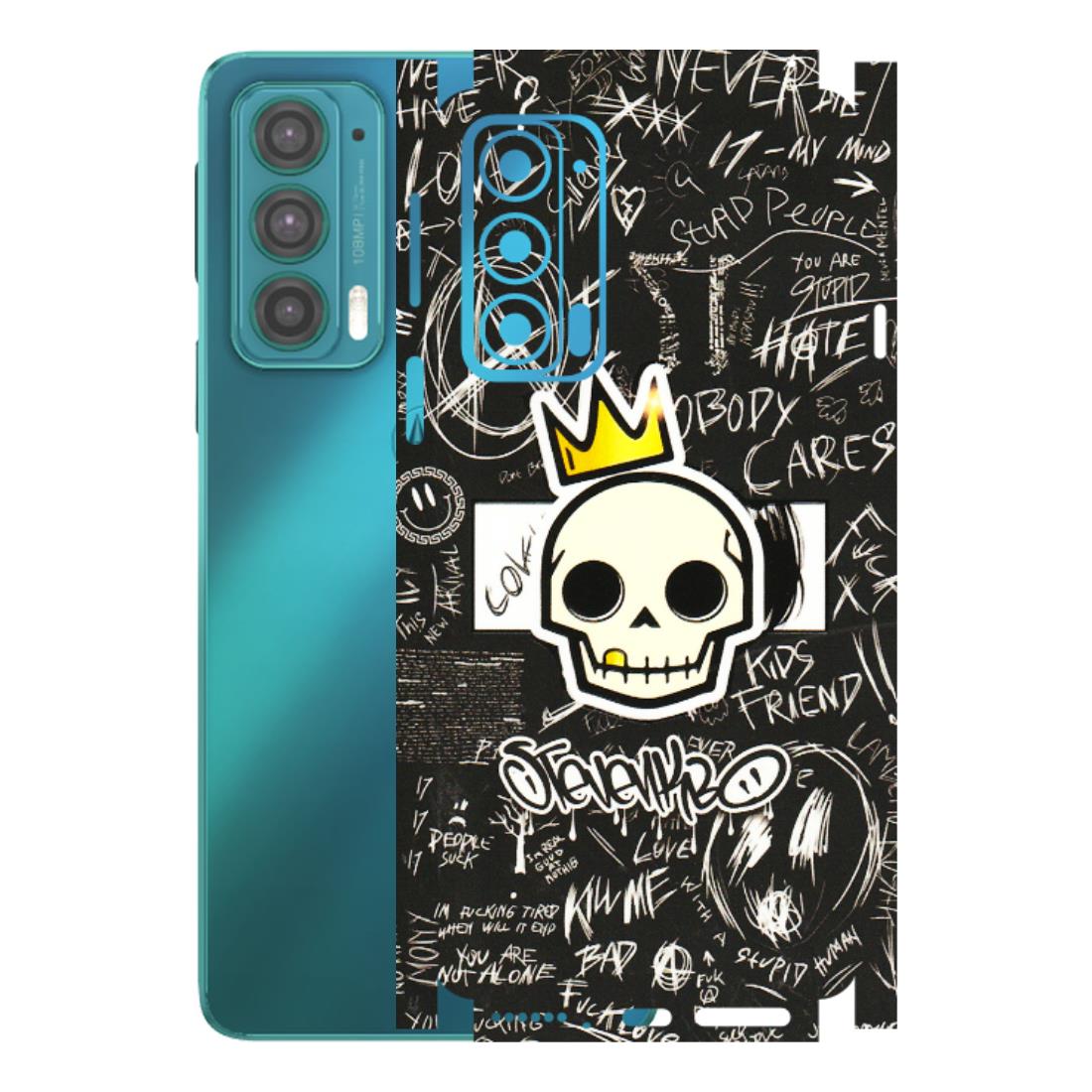 Motorola Phone Skins (All Models) - Funny Skull Black Chalk Grafitti - 3D Embossed Finish (L-22) Motorola Moto Edge 20 (5G)