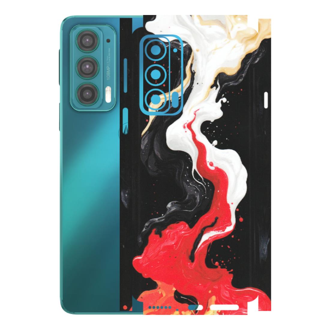 Motorola Phone Skins (All Models) - Black Red White Paint Splash Fusion - Matte Finish (M-56) Motorola Moto Edge 20 (5G)