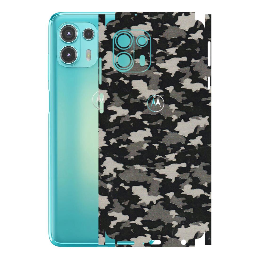 Motorola Phone Skins (All Models) - Black/Grey Camoflaunge - 3D Embossed Finish (L-142) Motorola Moto Edge 20 Fusion