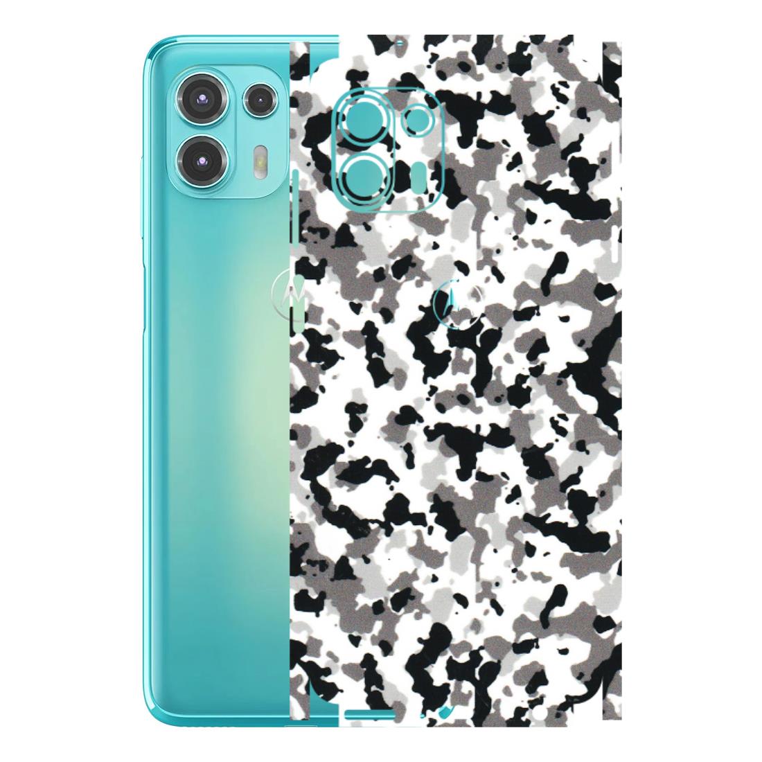 Motorola Phone Skins (All Models) - White Black Camouflage - 3D Embossed Finish (L-18) Motorola Moto Edge 20 Fusion