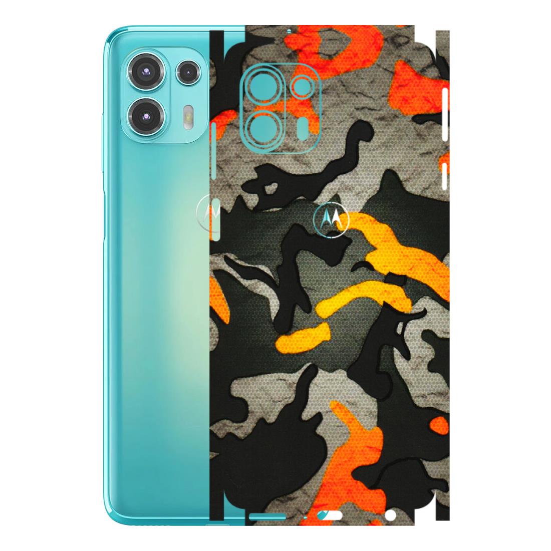 Motorola Phone Skins (All Models) - Orange Camouflage - 3D Embossed Finish (L-204) Motorola Moto Edge 20 Fusion