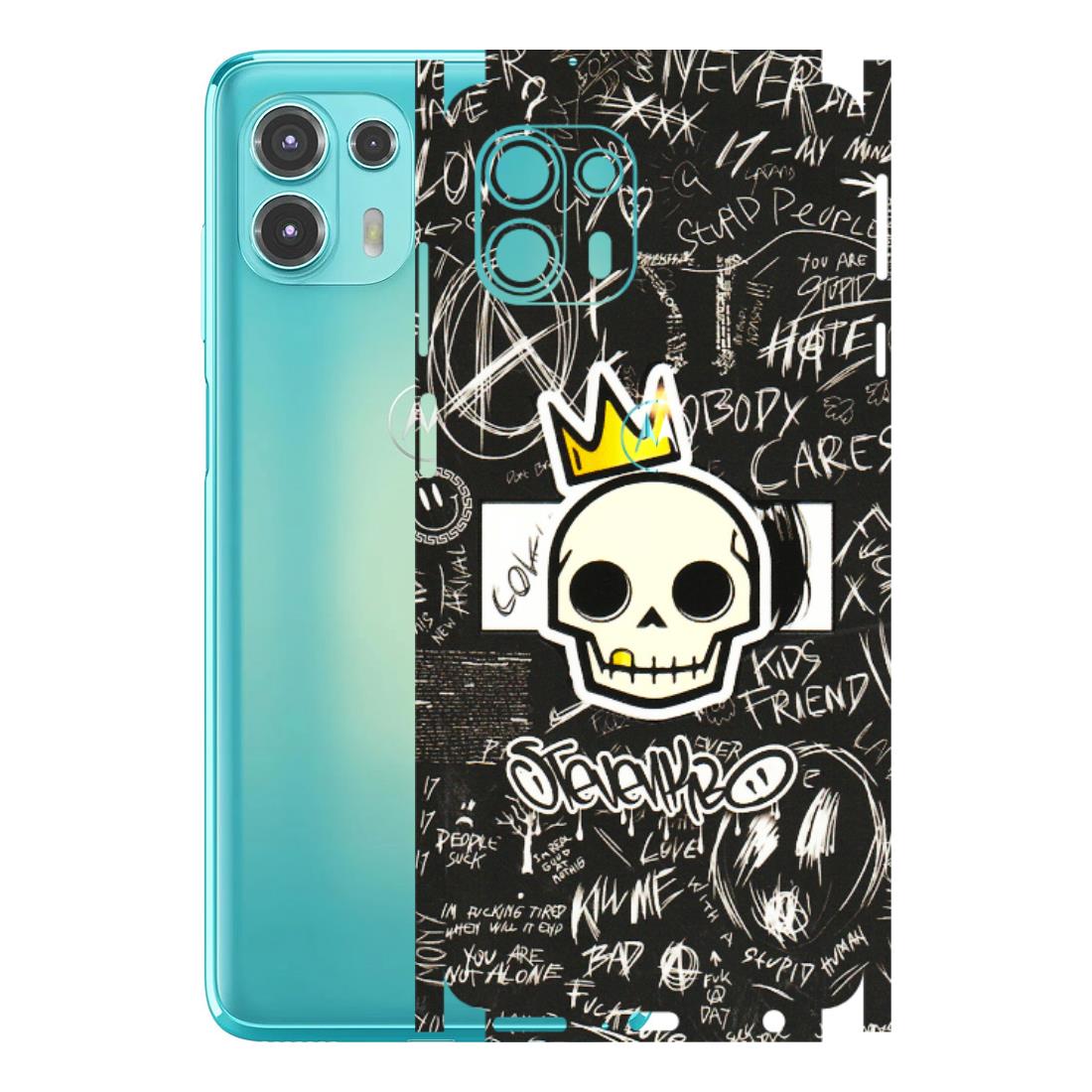 Motorola Phone Skins (All Models) - Funny Skull Black Chalk Grafitti - 3D Embossed Finish (L-22) Motorola Moto Edge 20 Fusion