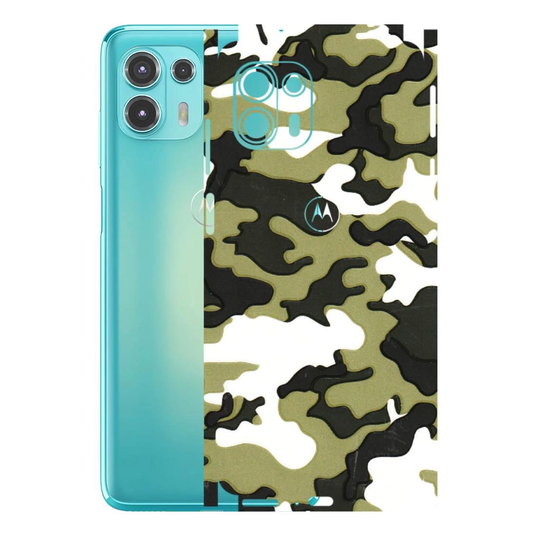Motorola Phone Skins (All Models) - Camouflages White And Green - 3D Embossed Finish (L-243) Motorola Moto Edge 20 Fusion