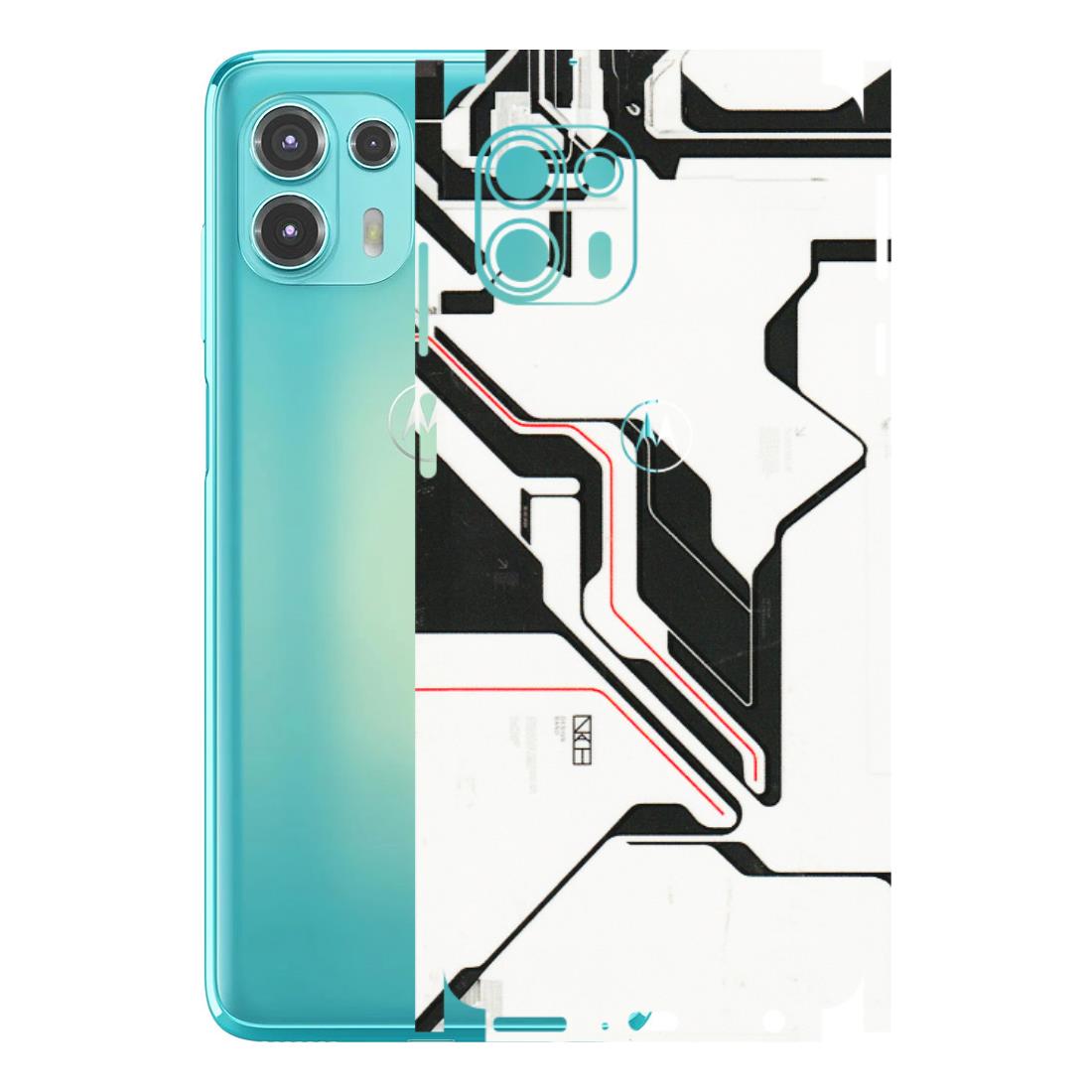 Motorola Phone Skins (All Models) - White Techy Logo - 3D Embossed Finish (L-312) Motorola Moto Edge 20 Fusion