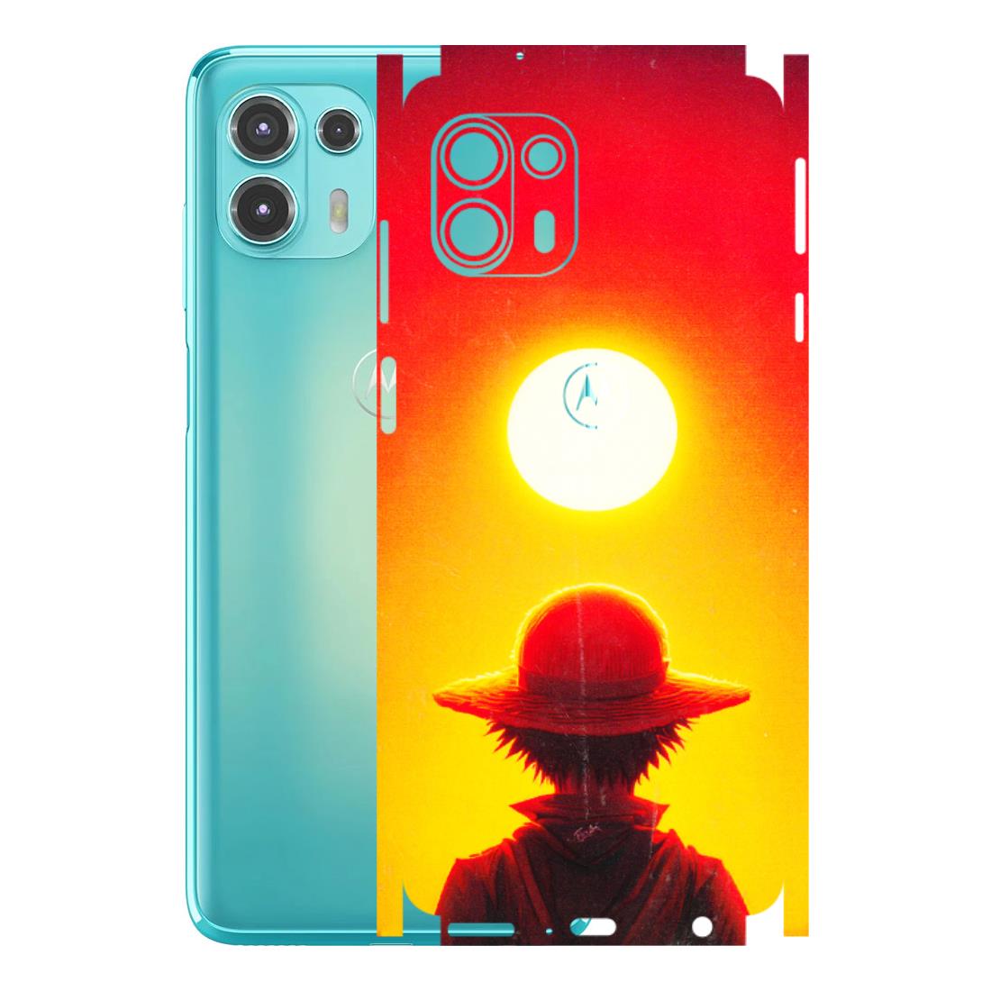 Motorola Phone Skins (All Models) - Cool Sunset With Monkey D.Luffy Anime - 3D Embossed Finish (L-329) Motorola Moto Edge 20 Fusion