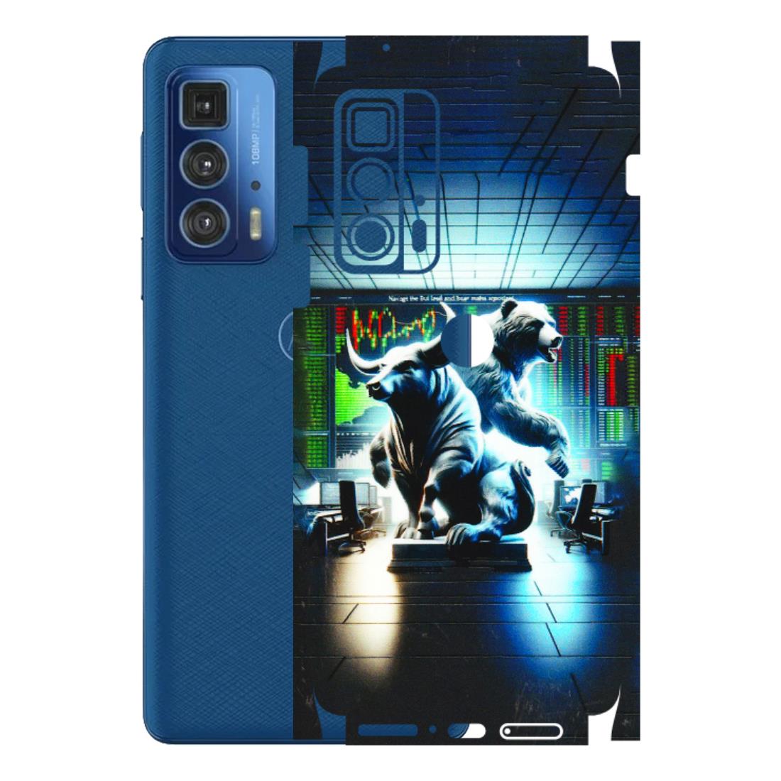 Motorola Phone Skins (All Models) - Stock Market Sensex Bear vs Bulls - 3D Embossed Finish (L-15) Motorola Moto Edge 20 Pro