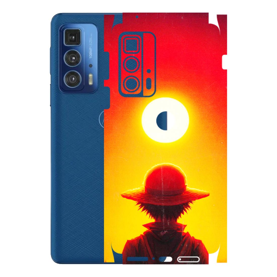 Motorola Phone Skins (All Models) - Cool Sunset With Monkey D.Luffy Anime - 3D Embossed Finish (L-329) Motorola Moto Edge 20 Pro