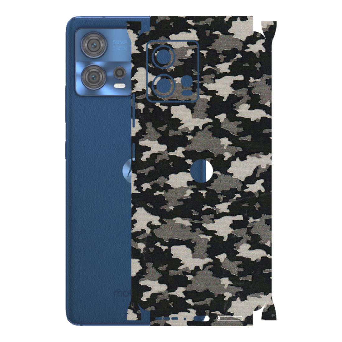 Motorola Phone Skins (All Models) - Black/Grey Camoflaunge - 3D Embossed Finish (L-142) Motorola Moto Edge 30 Fusion (5G)
