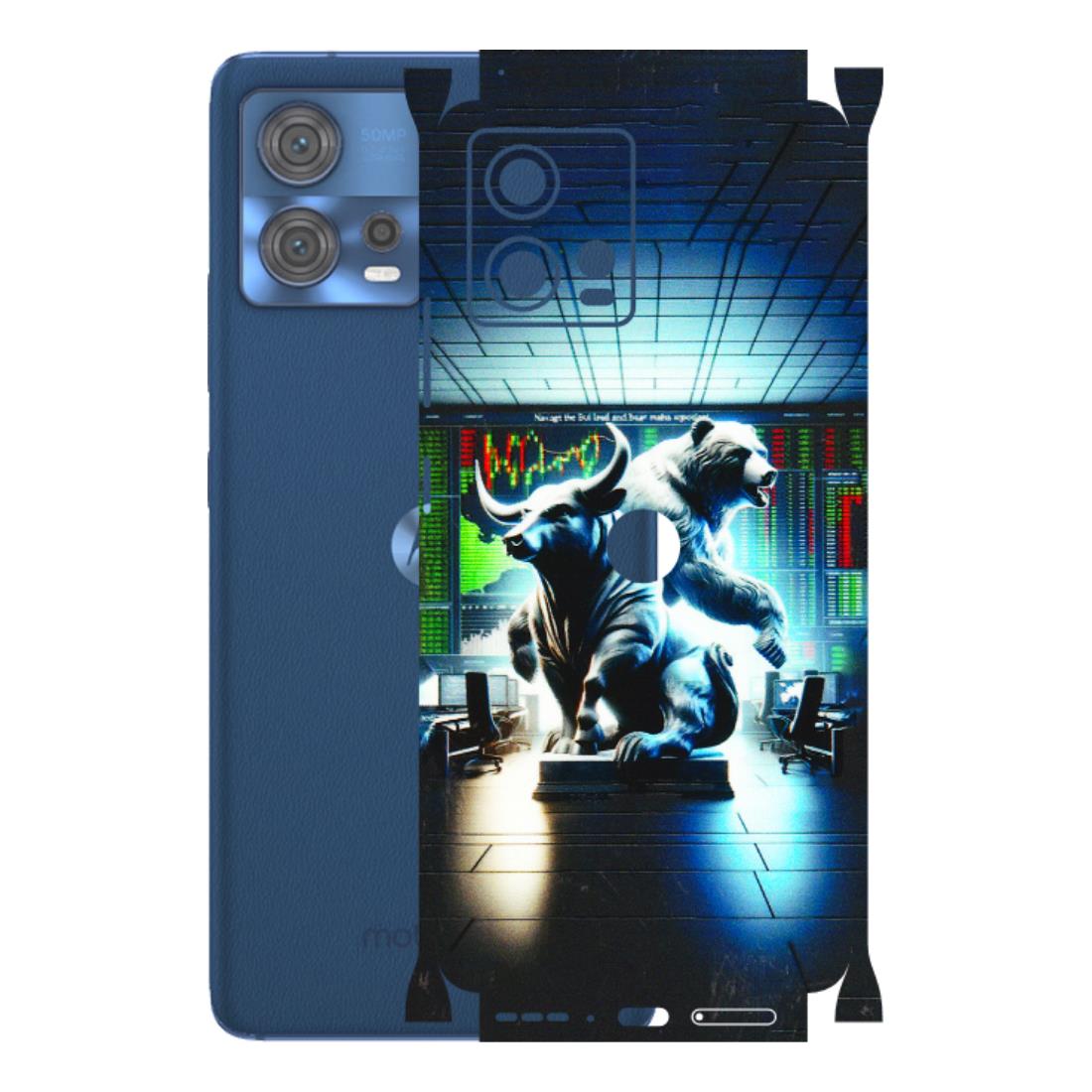 Motorola Phone Skins (All Models) - Stock Market Sensex Bear vs Bulls - 3D Embossed Finish (L-15) Motorola Moto Edge 30 Fusion (5G)