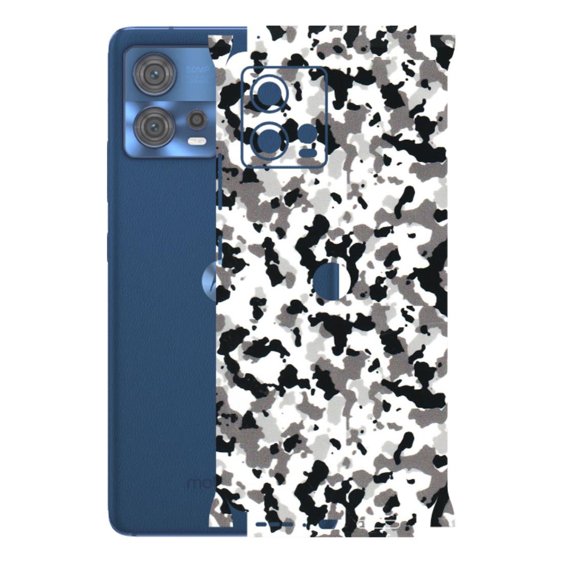 Motorola Phone Skins (All Models) - White Black Camouflage - 3D Embossed Finish (L-18) Motorola Moto Edge 30 Fusion (5G)