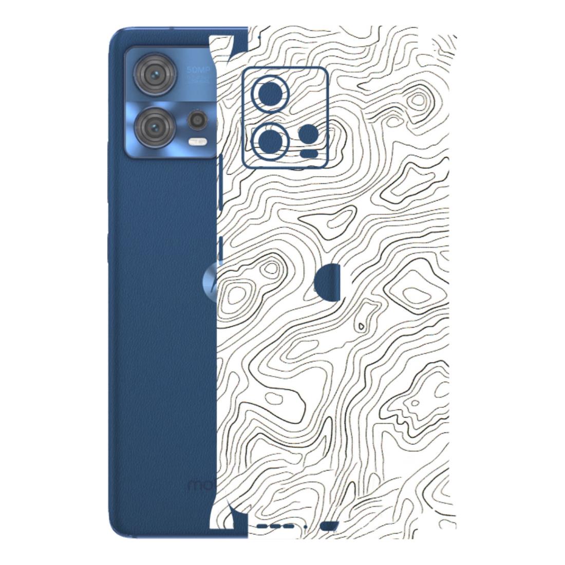 Motorola Phone Skins (All Models) - White Black Swirls - 3D Embossed Finish (L-219) Motorola Moto Edge 30 Fusion (5G)