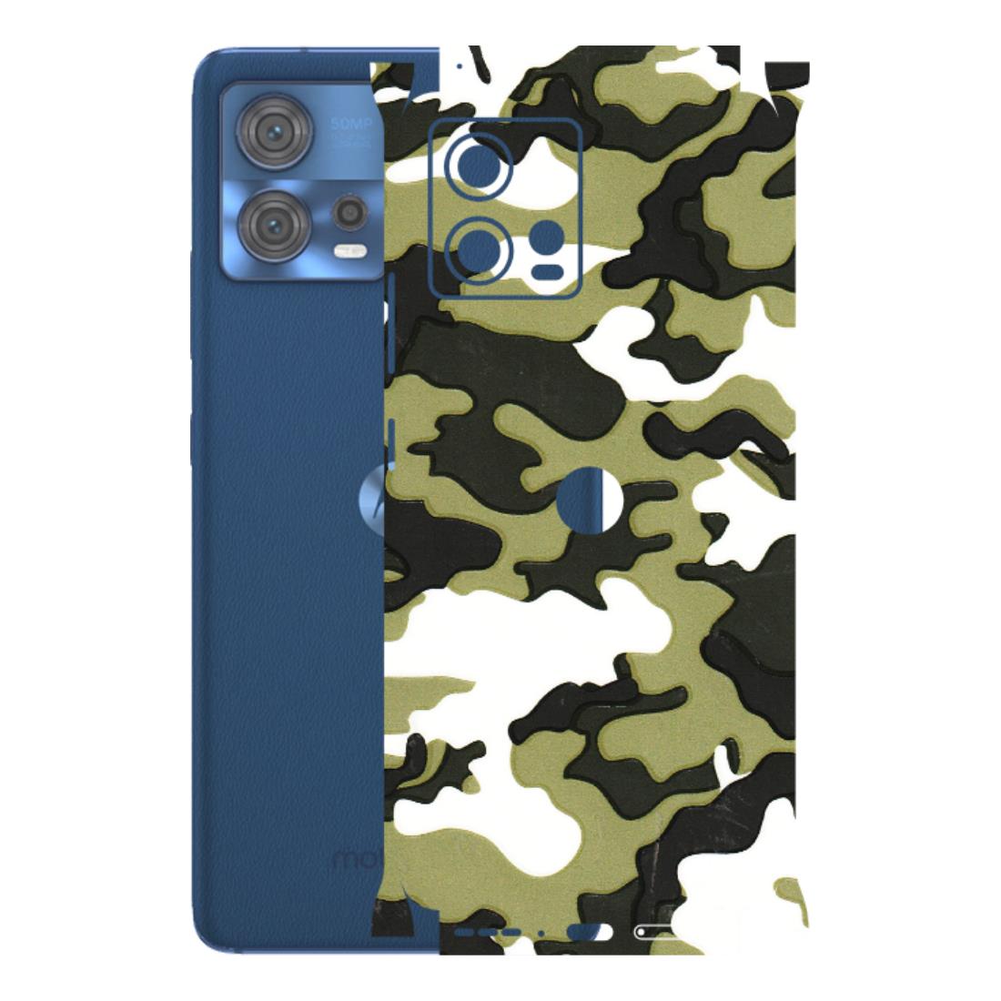Motorola Phone Skins (All Models) - Camouflages White And Green - 3D Embossed Finish (L-243) Motorola Moto Edge 30 Fusion (5G)