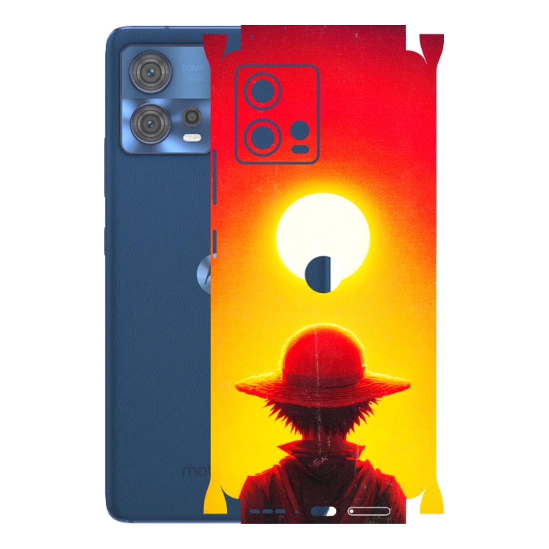 Motorola Phone Skins (All Models) - Cool Sunset With Monkey D.Luffy Anime - 3D Embossed Finish (L-329) Motorola Moto Edge 30 Fusion (5G)