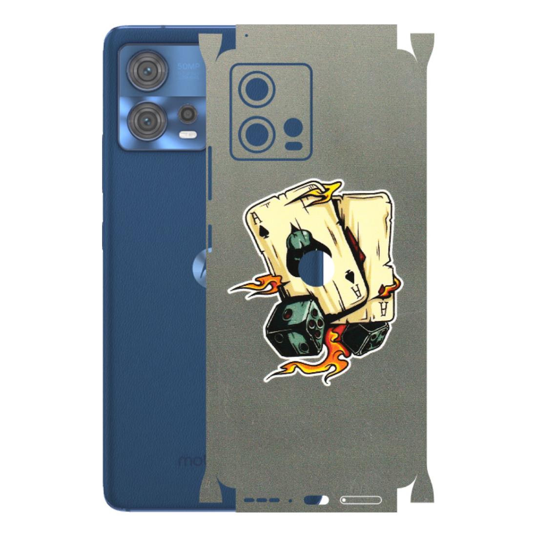 Motorola Phone Skins (All Models) - Grey Cards Of Ace - 3D Embossed Finish (L-77) Motorola Moto Edge 30 Fusion (5G)