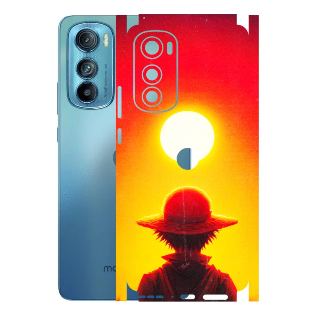 Motorola Phone Skins (All Models) - Cool Sunset With Monkey D.Luffy Anime - 3D Embossed Finish (L-329) Motorola Moto Edge 30