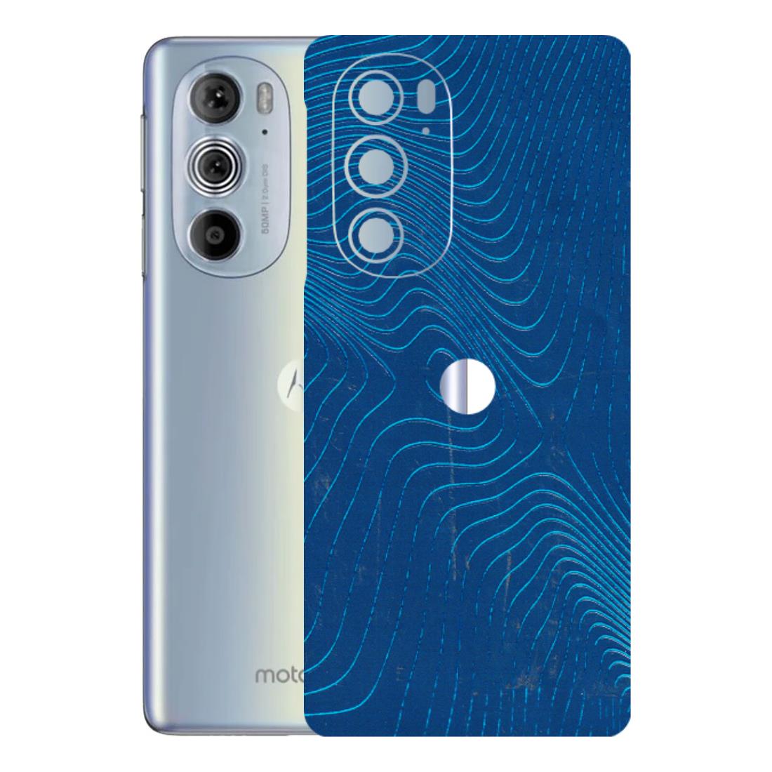 Motorola Phone Skins (All Models) - Abstract Blue Line Map - 3D Embossed Finish (L-272) Motorola Moto Edge 30 Pro 5G
