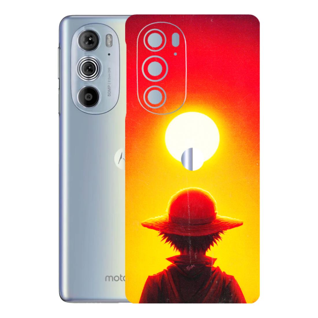Motorola Phone Skins (All Models) - Cool Sunset With Monkey D.Luffy Anime - 3D Embossed Finish (L-329) Motorola Moto Edge 30 Pro 5G