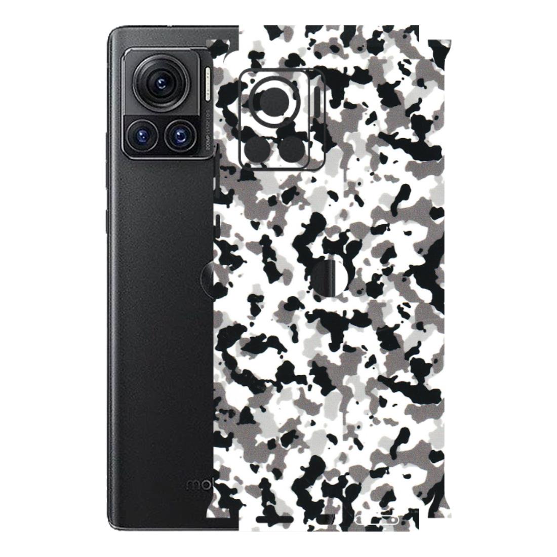 Motorola Phone Skins (All Models) - White Black Camouflage - 3D Embossed Finish (L-18) Motorola Moto Edge 30 Ultra (5G)