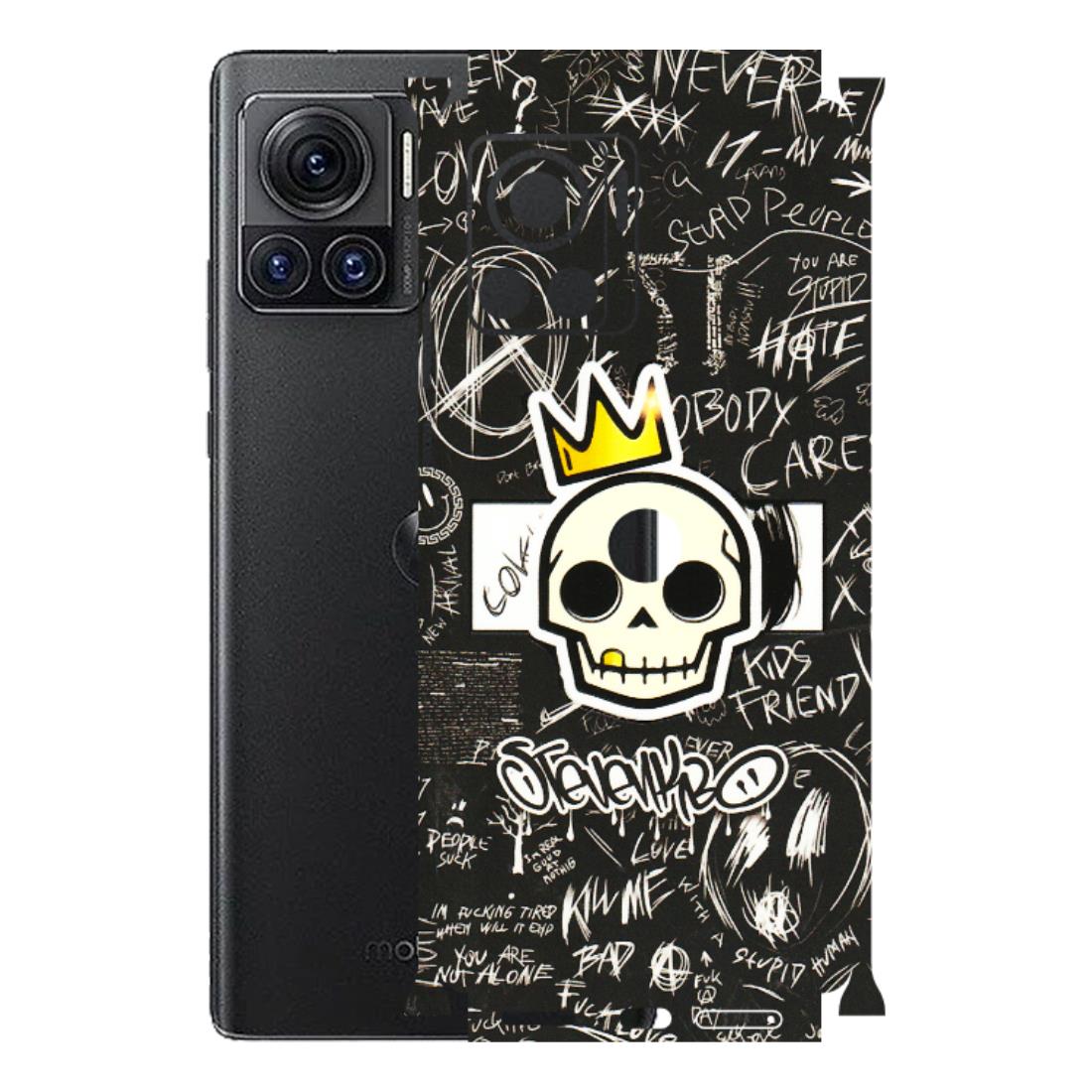 Motorola Phone Skins (All Models) - Funny Skull Black Chalk Grafitti - 3D Embossed Finish (L-22) Motorola Moto Edge 30 Ultra (5G)